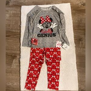 Disney Girls Minnie Mouse 3 piece pajama 
Top, bottom and hair scrunchie